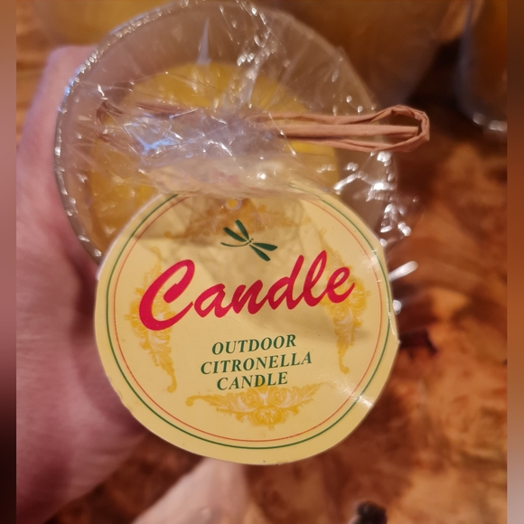 Outdoor Citronella Candles Parafin Frosted Glass Holder Set/6  3x3x2 Wrapped NWT - Picture 3 of 4